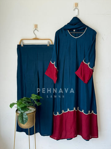 Premium Scallop Border Silk Suit