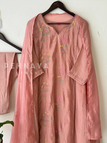 Floral Chanderi Ethnic Suit-3526 - Pehnava Lawns