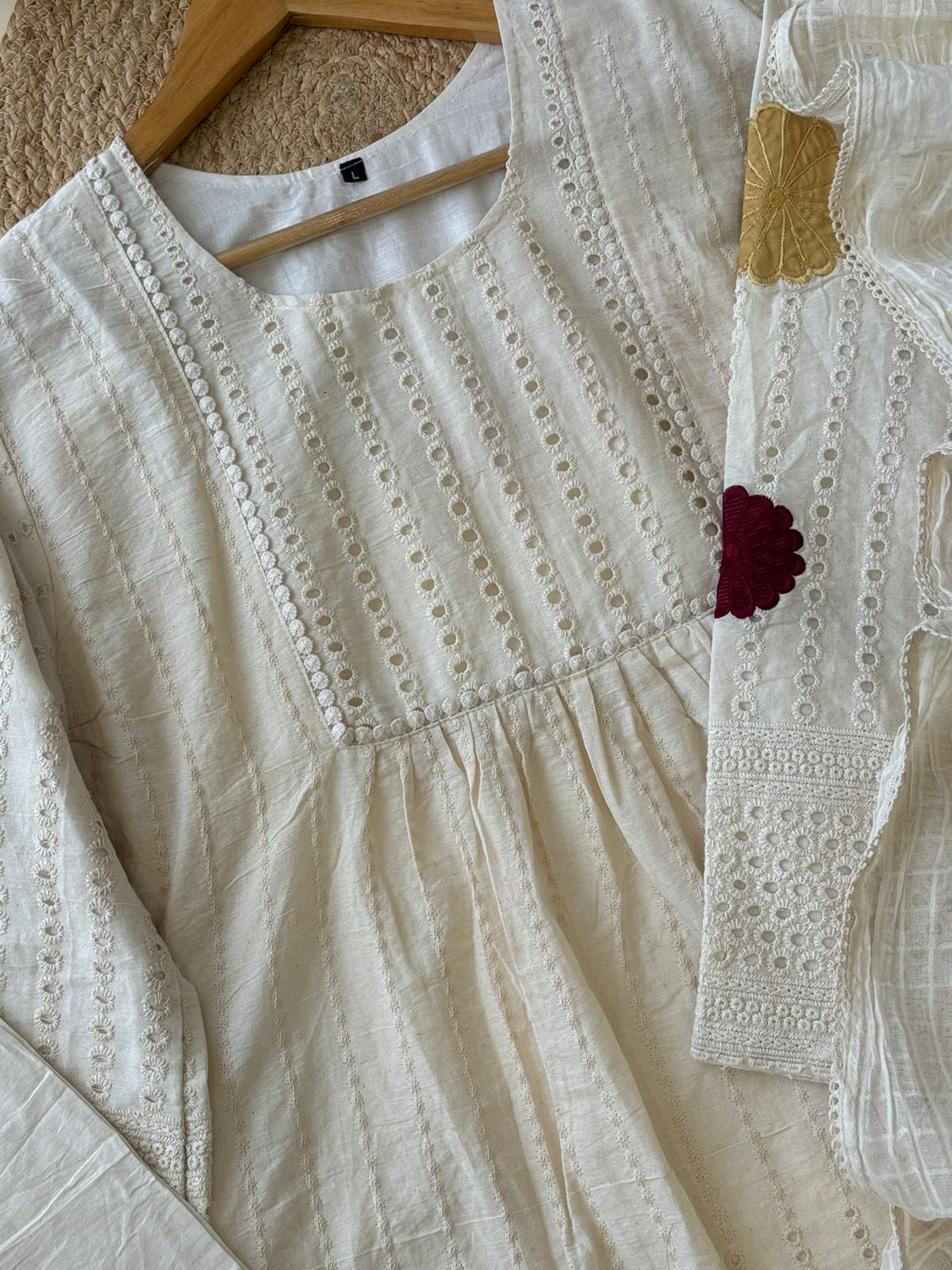 White Hakoba suit with Embroidery detailings