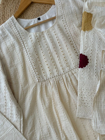 White Hakoba suit with Embroidery detailings