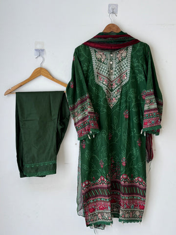 Green Cotton Casual Pak Suit-