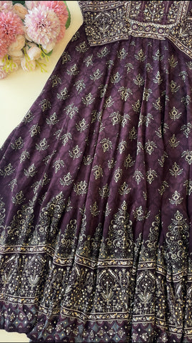 Premium Crepe Panelled heavy Anarkali-vine