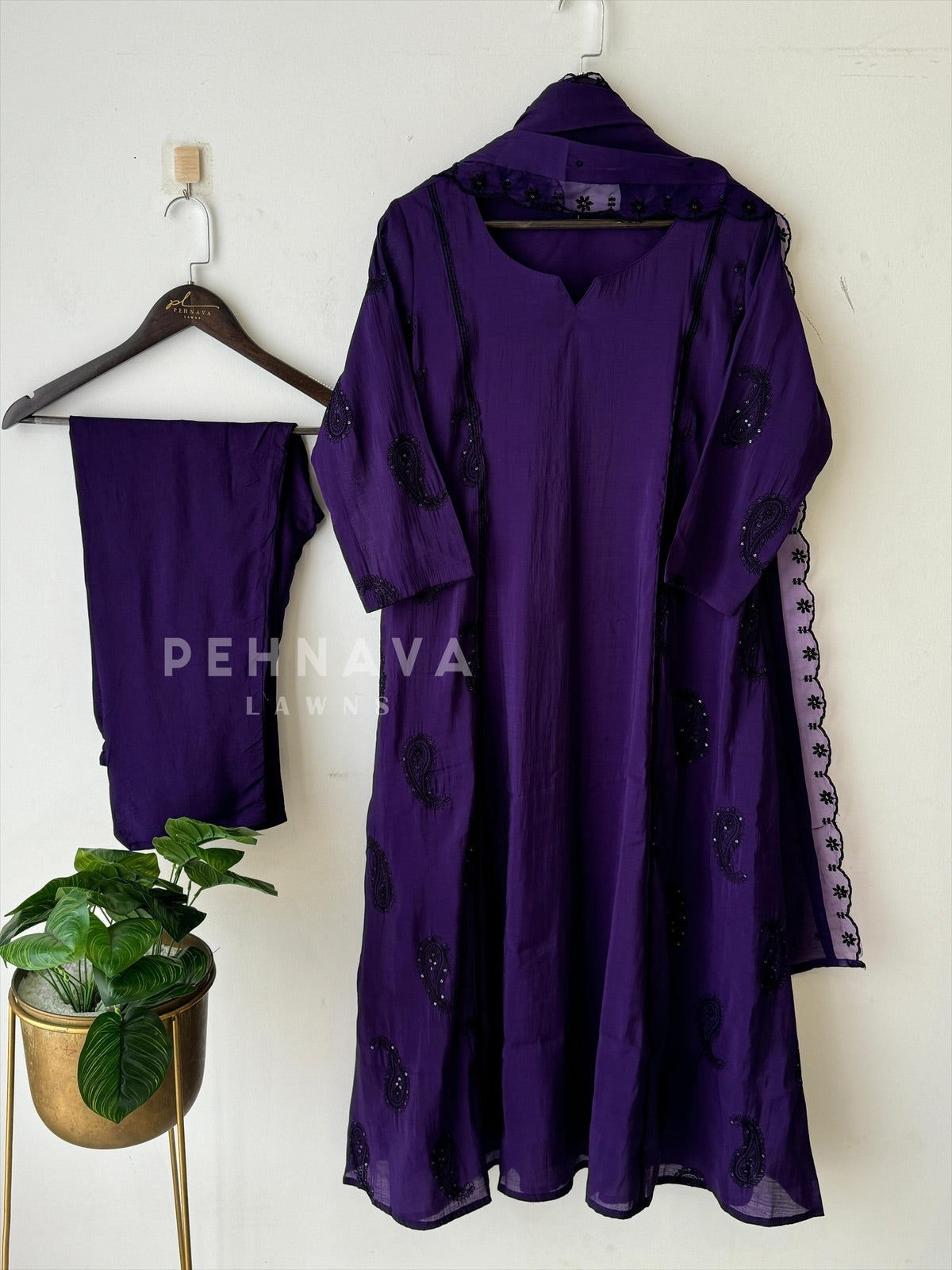Chanderi Embroidery Suit Set-22158 - Pehnava Lawns