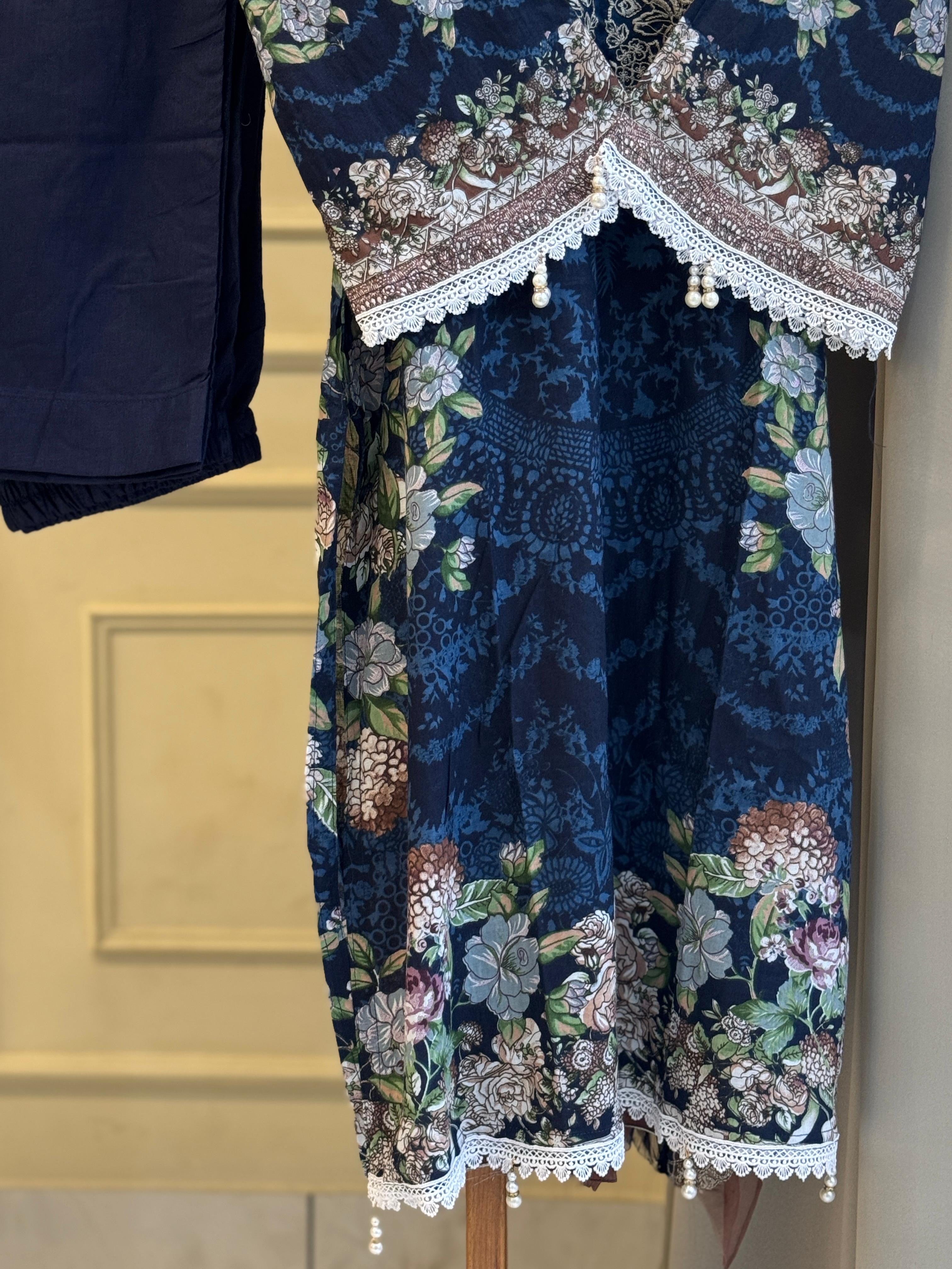Printed Casual Cotton Suit Ft. Embroidered Dupatta