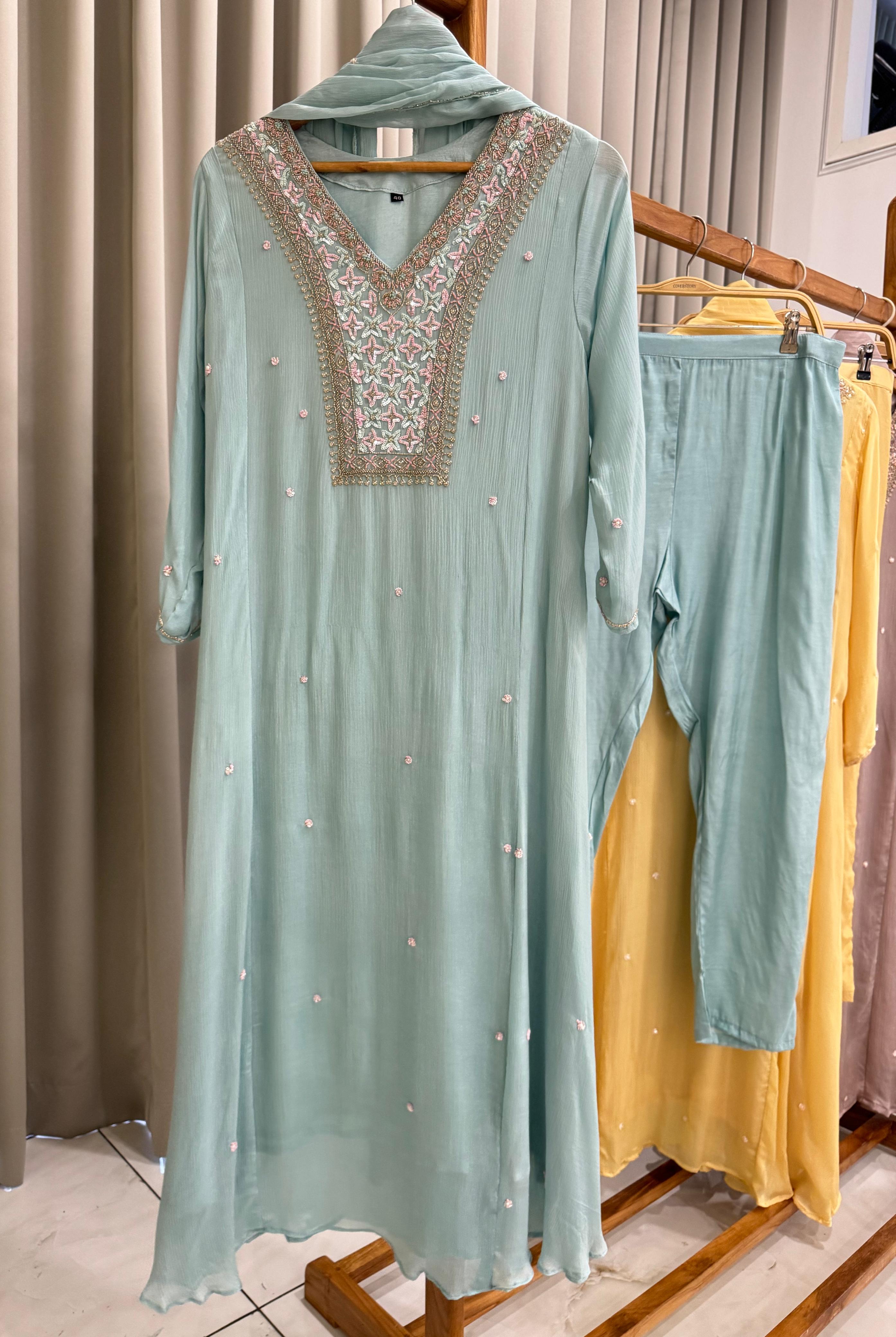Chinnon ready to wear suit with Neck detailings