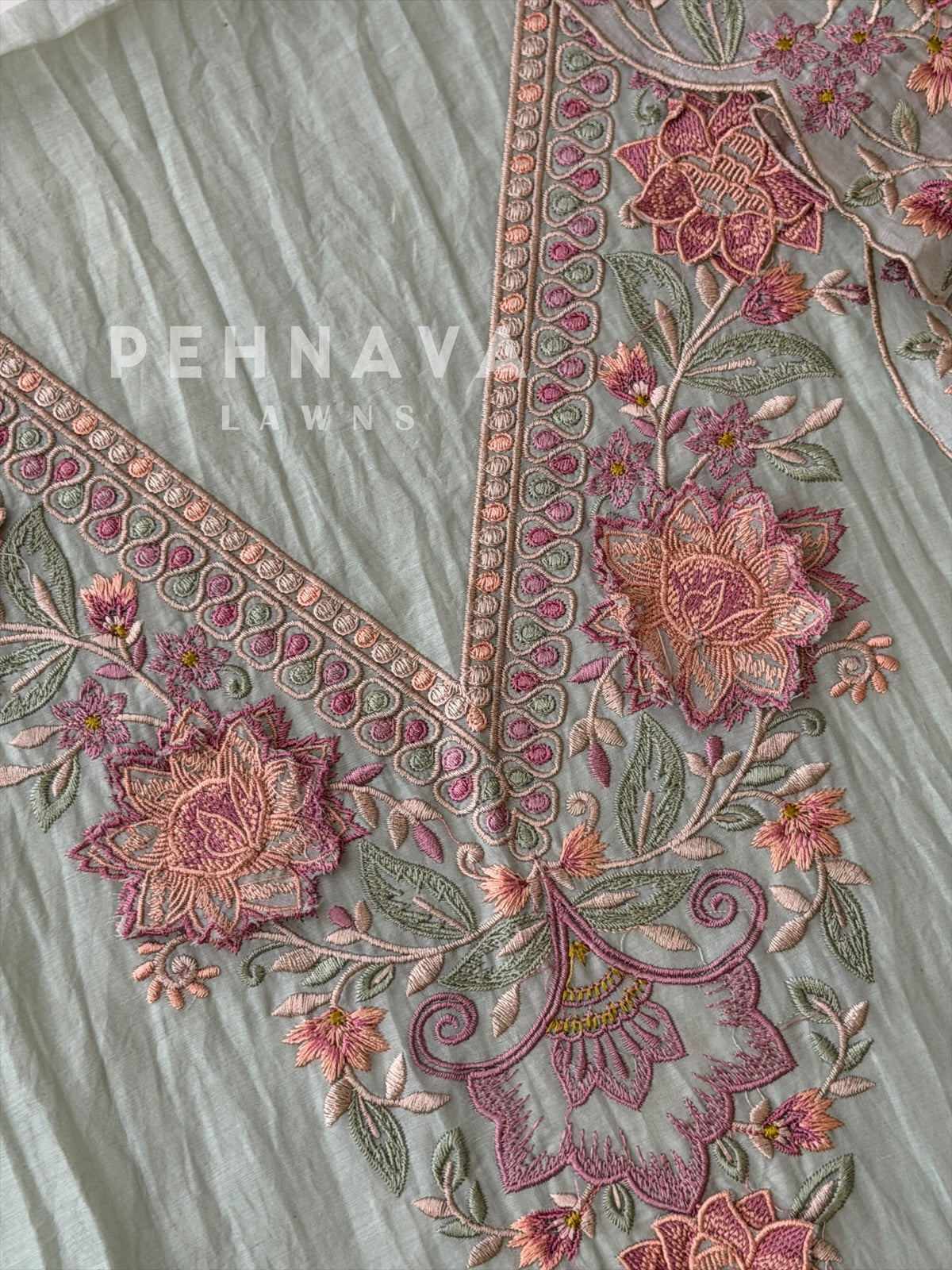 Chanderi Floral Embroidered Unstitched Suit 627