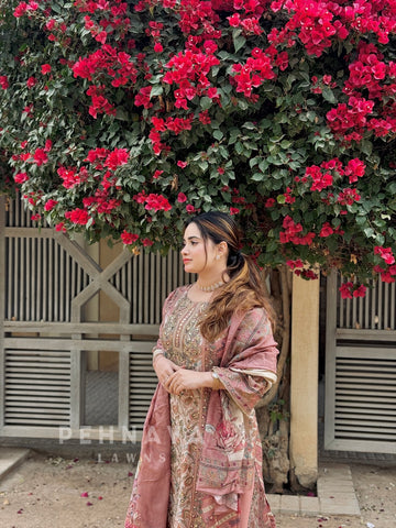 Pure muslin with detailings  and muslin Dupatta-122