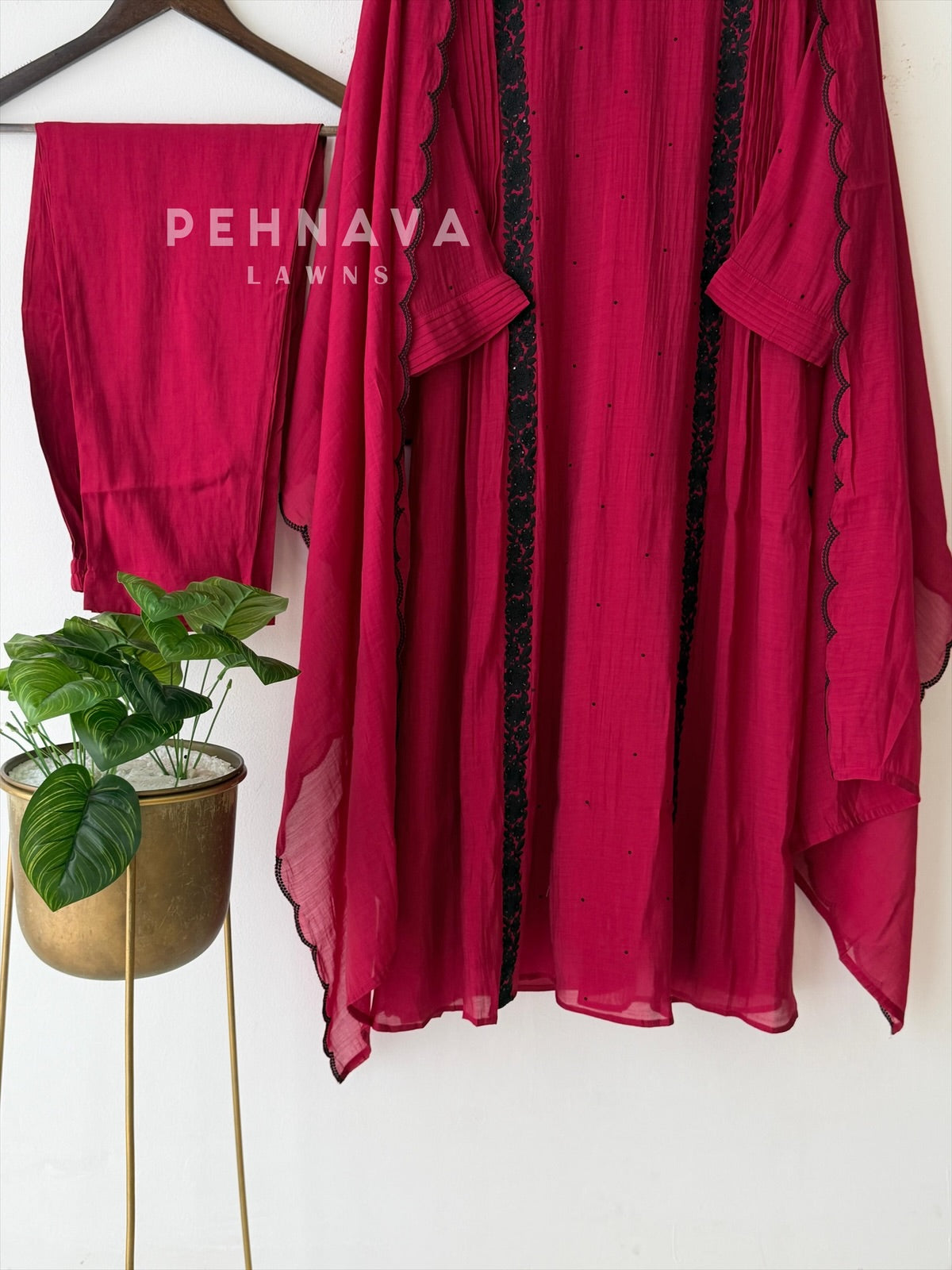 Magenta hand worked Three Piece Suit