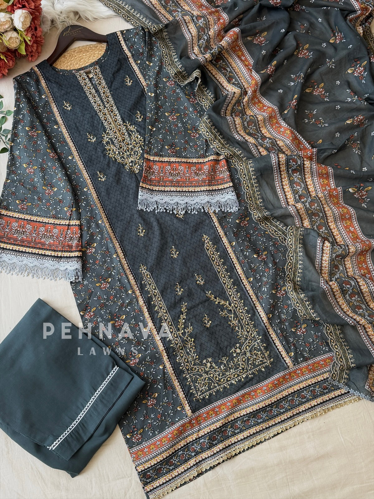 Signature Embroidered lawn Unstitched Suit 3651