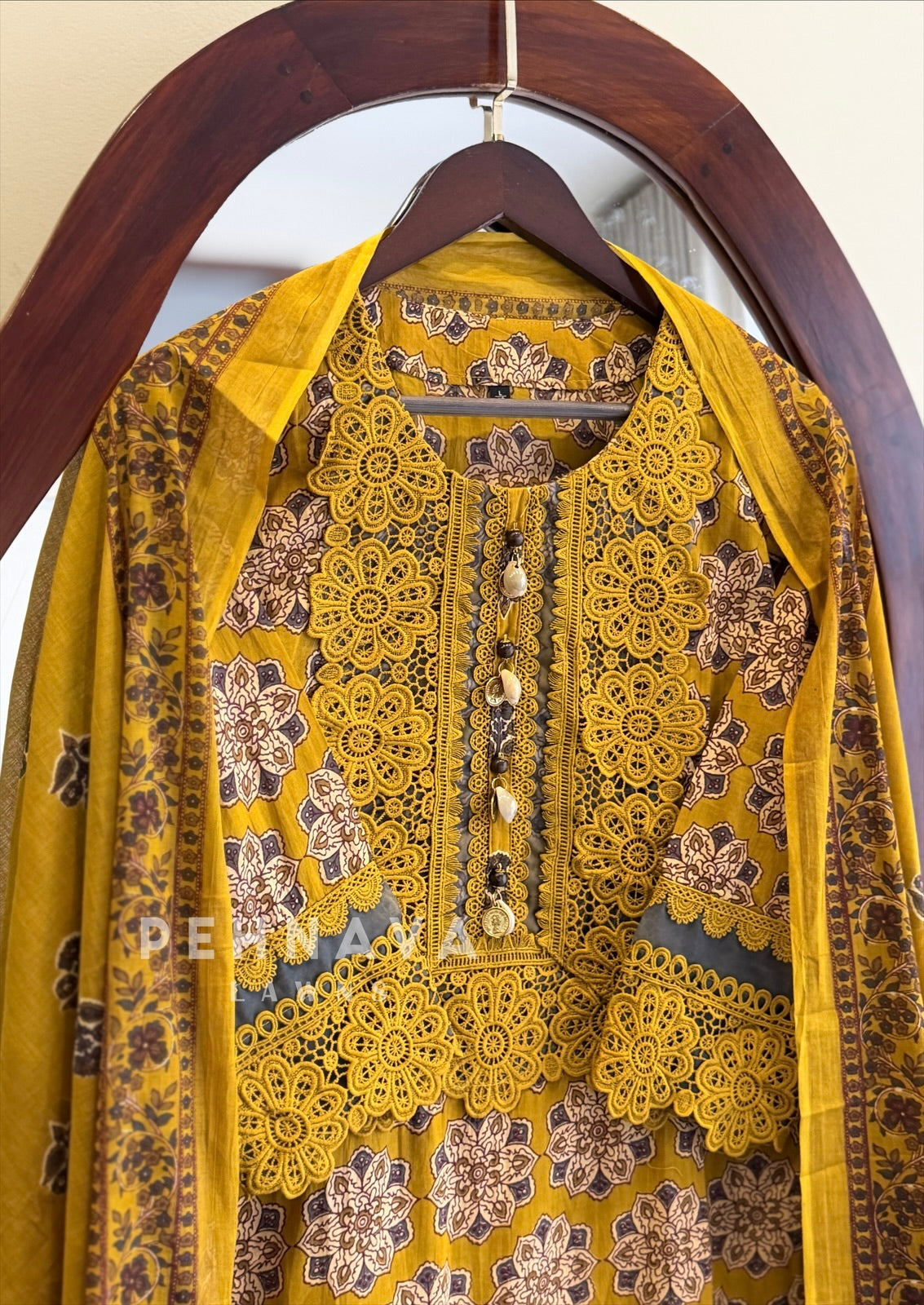 Lace Trimmed Printed Suit Set 253