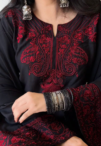 Black Bell Sleeved Pure Lawn Suit 166