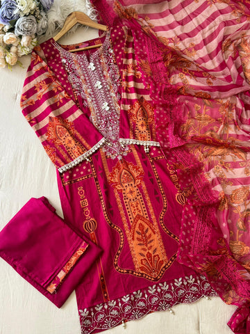Pink Printed Pakistani Cotton Suit