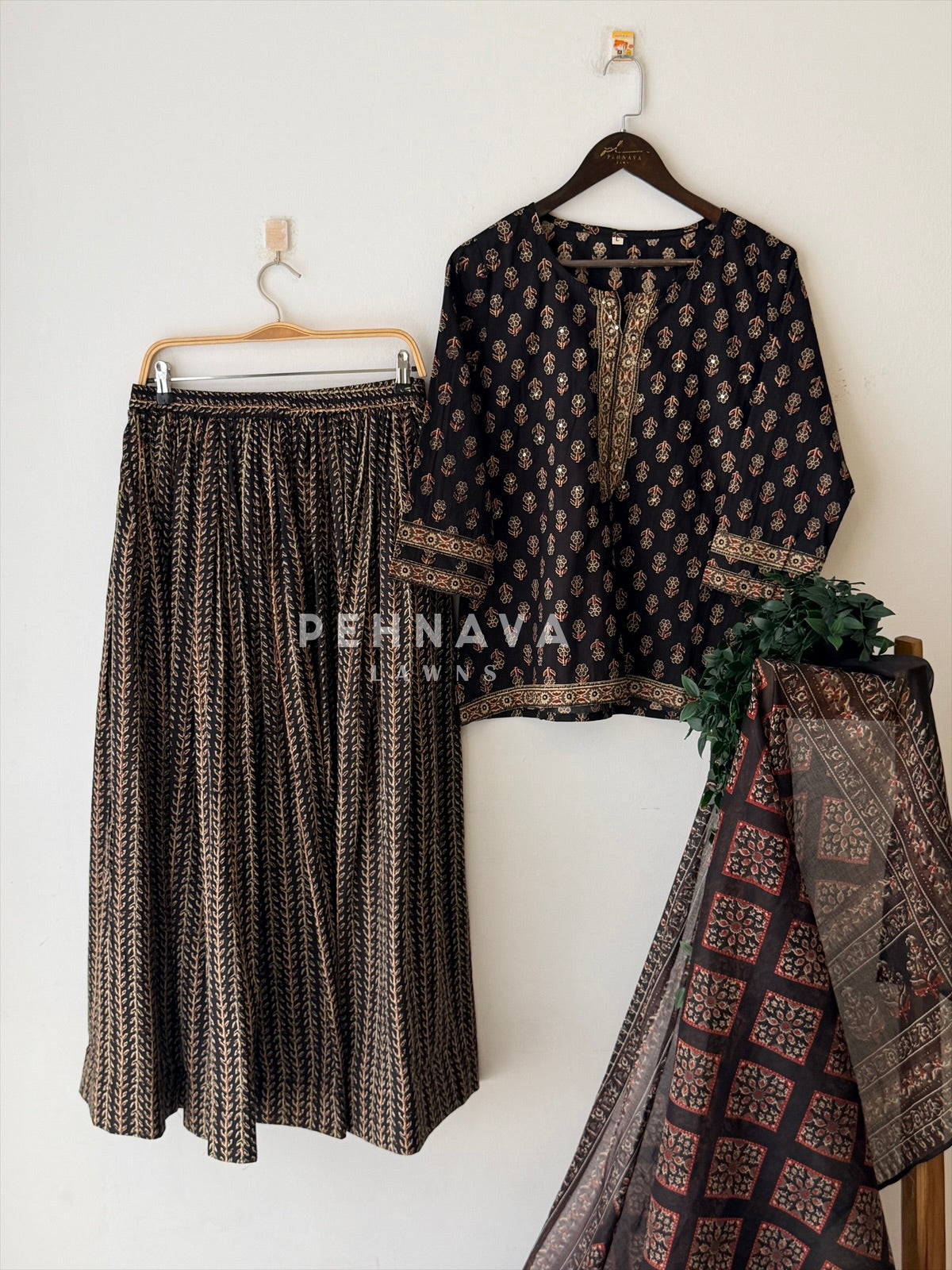 Floral Block Print Skirt Set-1035