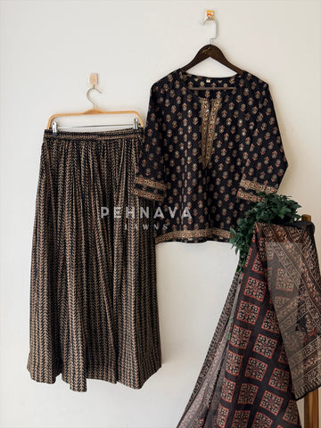 Floral Block Print Skirt Set-1035