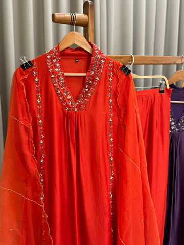 Dola silk  pleated A-line Anarkali suit