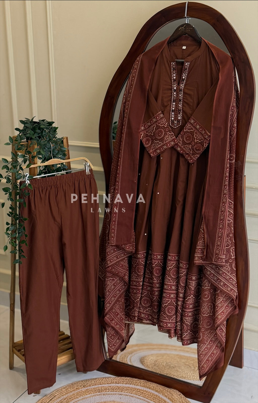Border Printed Cotton Suit Set