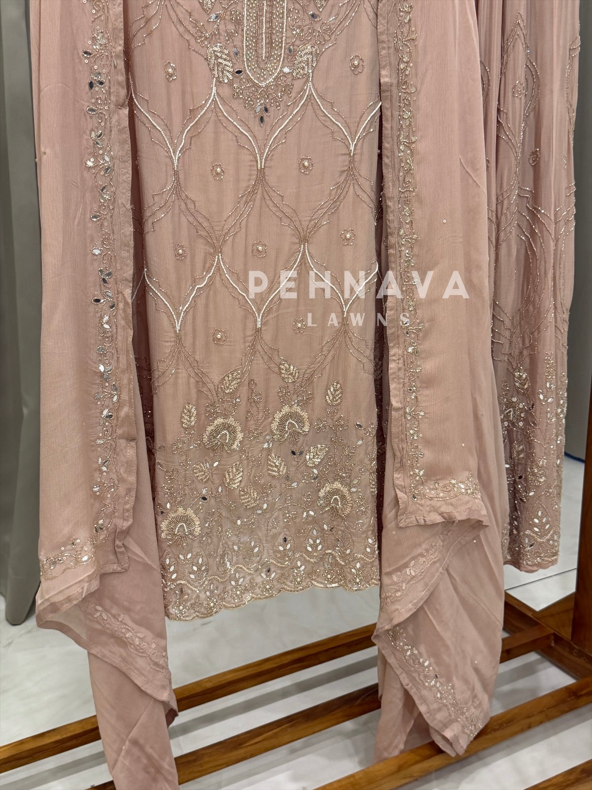 Premium Chinnon Handworked Semi Stitched Suit