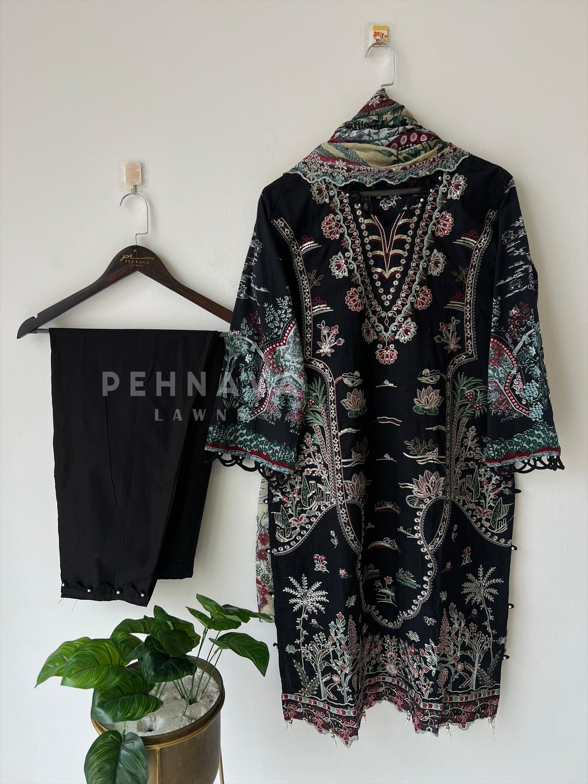Embroidered Lawn Suit with Scallop Dupatta-1709 - Pehnava Lawns