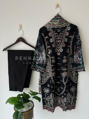 Embroidered Lawn Suit with Scallop Dupatta-1709 - Pehnava Lawns
