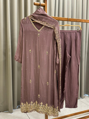 Premium Handworked Chin-non 3 piece Suit - Pehnava Lawns