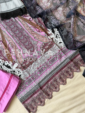 Embroidered Neck Unstitched Suit-1754/1868