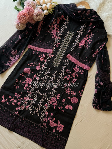 Black and pink combo  cutdana embroidered suit 1103
