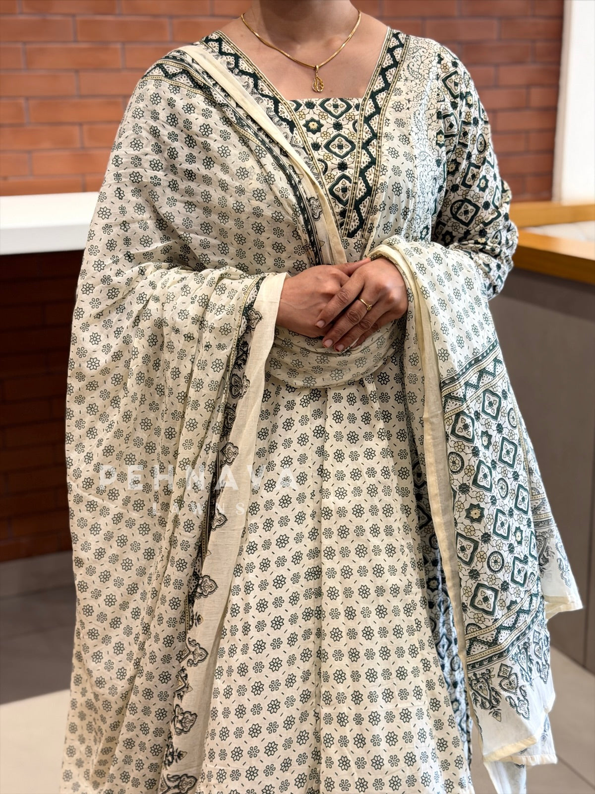 Block Print Flared Suit Set 11081-84