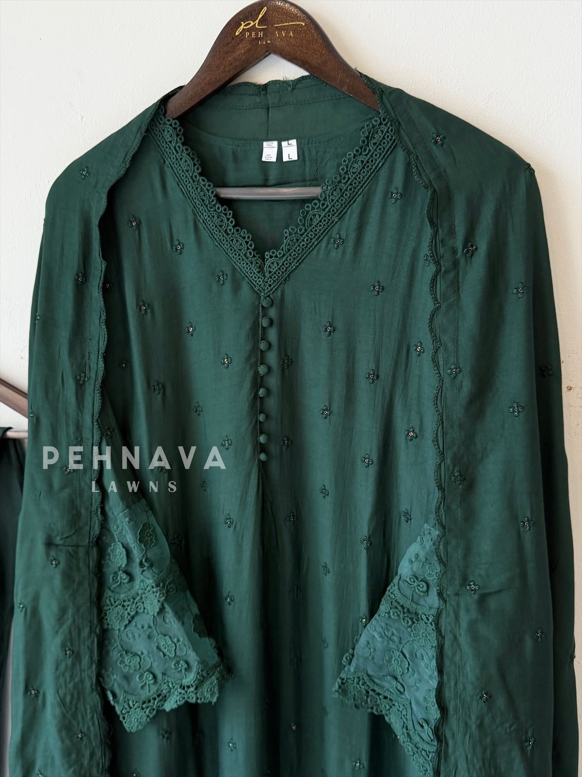 Lace‑Trimmed Embroidered Ensemble