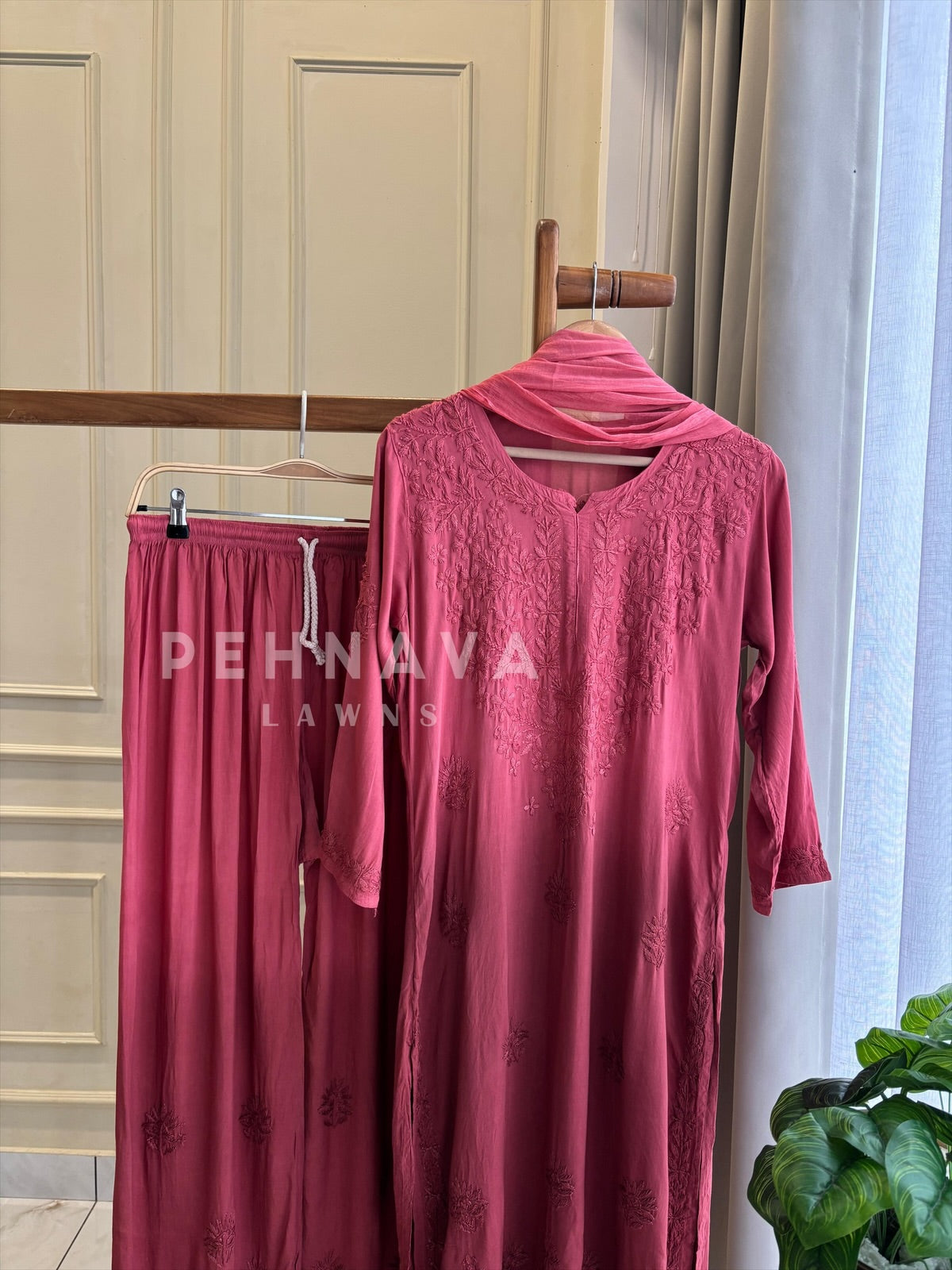 Authentic Chikankari  Suit -Rouge Ombre Preebooking - Pehnava Lawns