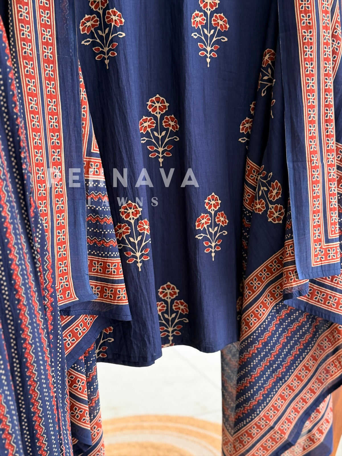 Floral Block Print Suit Set-18193