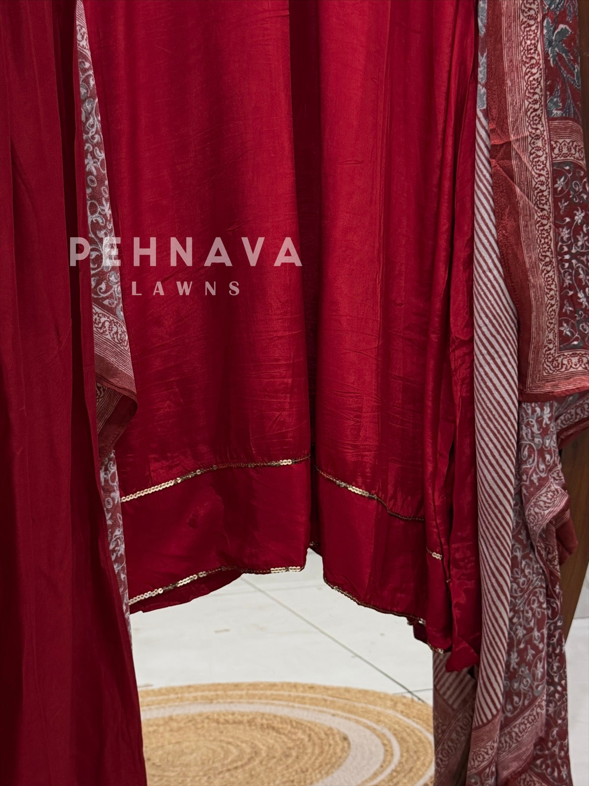 Ajrak Printed Dupatta Kaftan Suit Set-B290