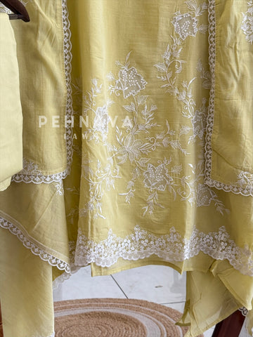 Chanderi Floral Embroidered Unstitched Suit ML -31