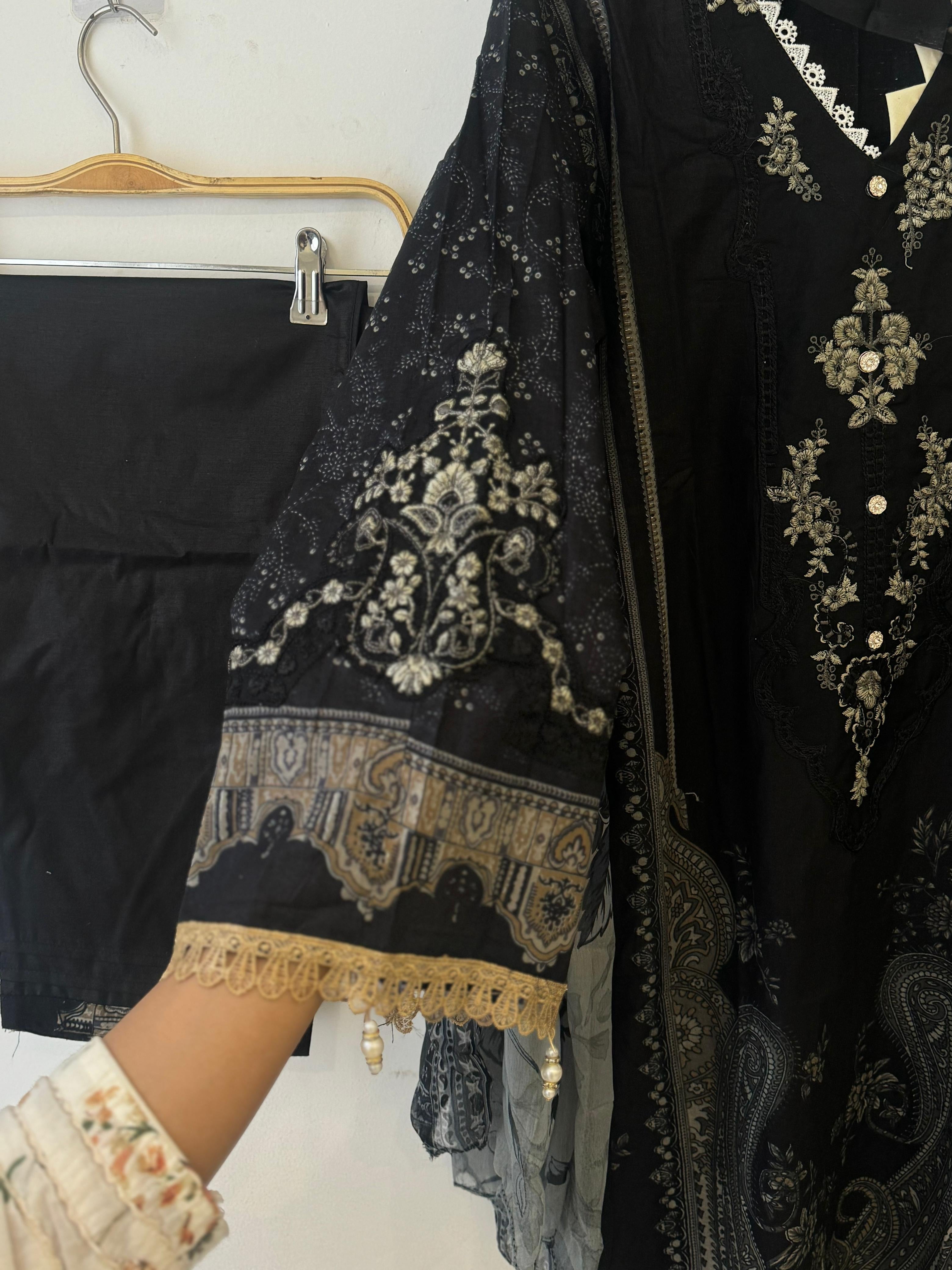 Black Printed Pakistani Cotton Suit