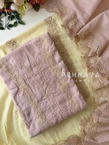 Embroidered Unstitched Chanderi Suit-2630
