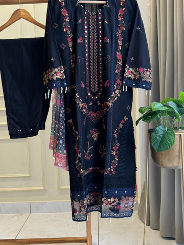 New Stitched Embellished Floral Suit-2