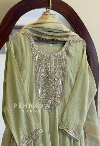 Neck Embellished Anarkali Ensemble 5594