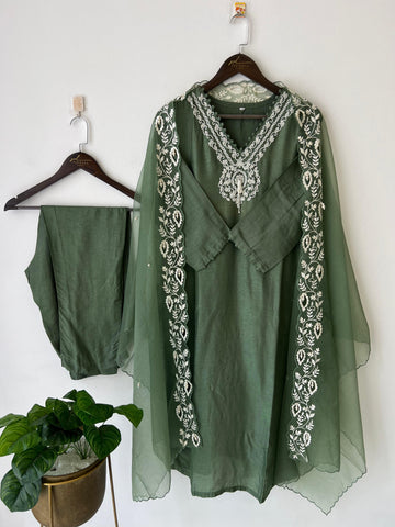 Dola silk ready to wear suit with neck detailing-color options available - Pehnava Lawns