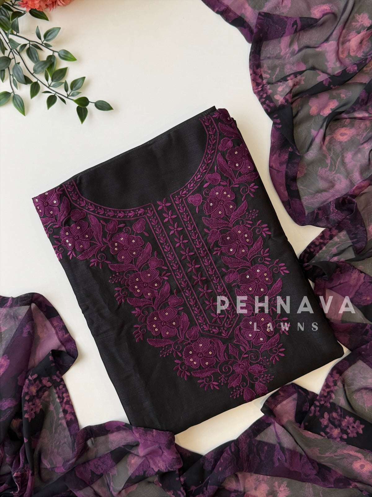 Floral Embroidered Unstitched Suit