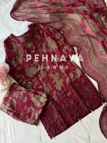 Formal Cotton Suit Featuring Embroidered patches-2862/1085
