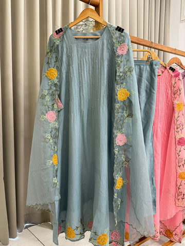 Mul-Cotton Pin-tucks suit- 6399