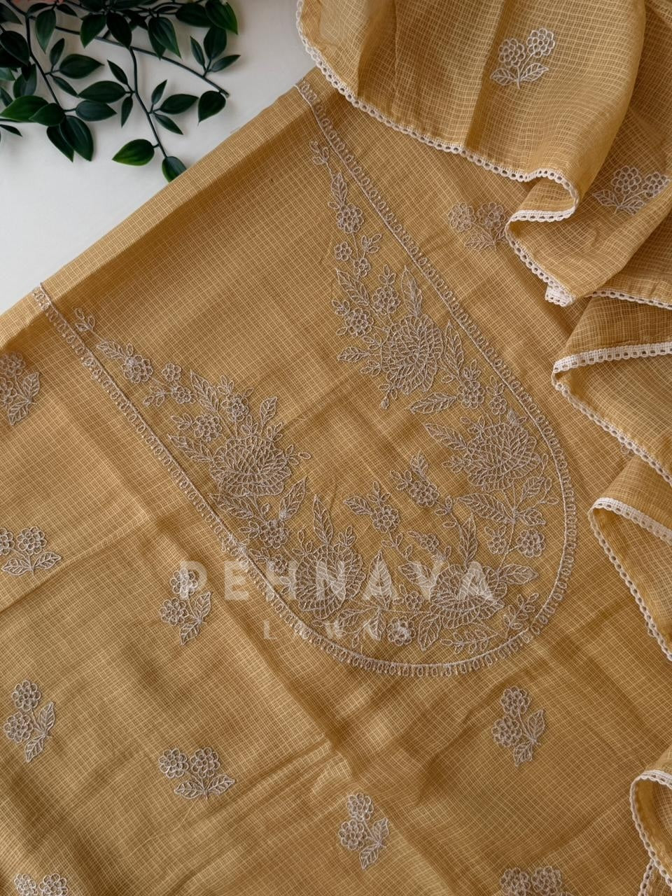 Cotacheck Embroidered Unstitched Suit-4147 - Pehnava Lawns