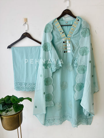 Classic Mirror Work Set - Pehnava Lawns