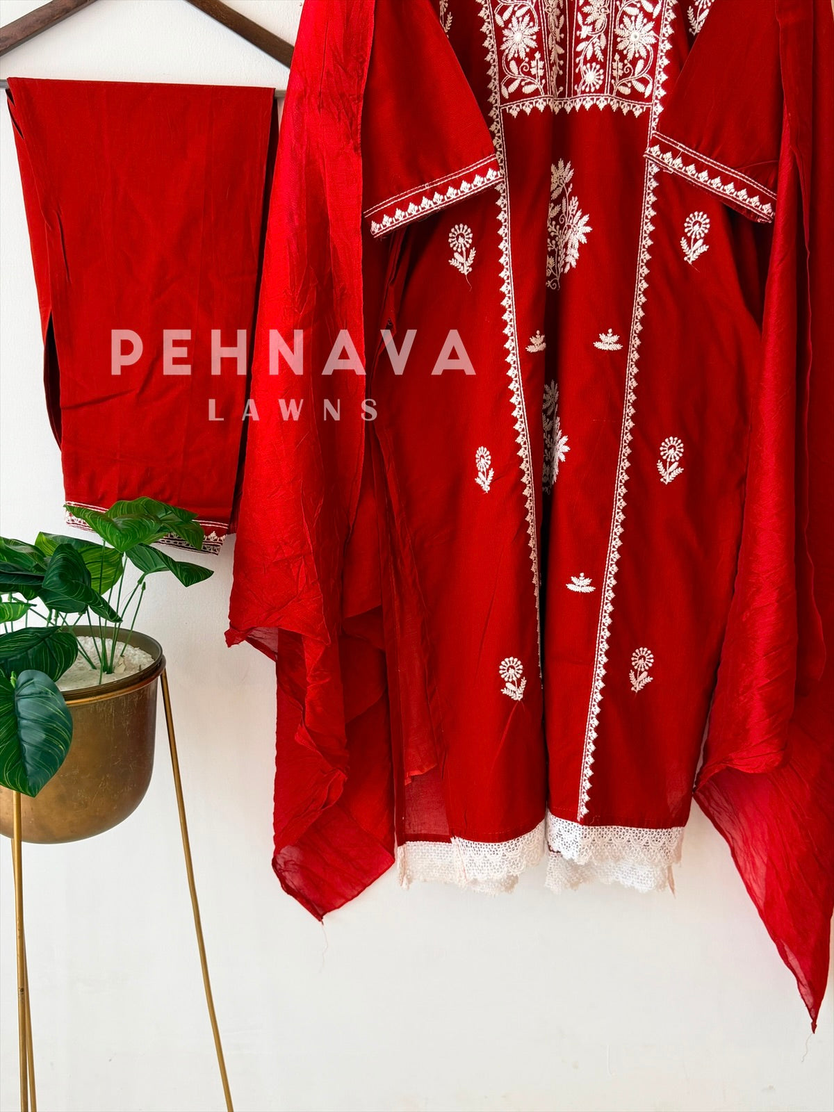 Panel Embroidered Three Piece Set