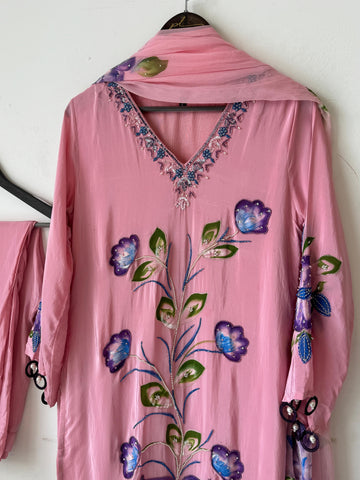 Classic Crepe Handpainted Handworked suit-No.5 - Pehnava Lawns