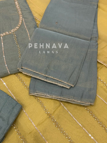 Tissue Handworked Unstitched Suit-304