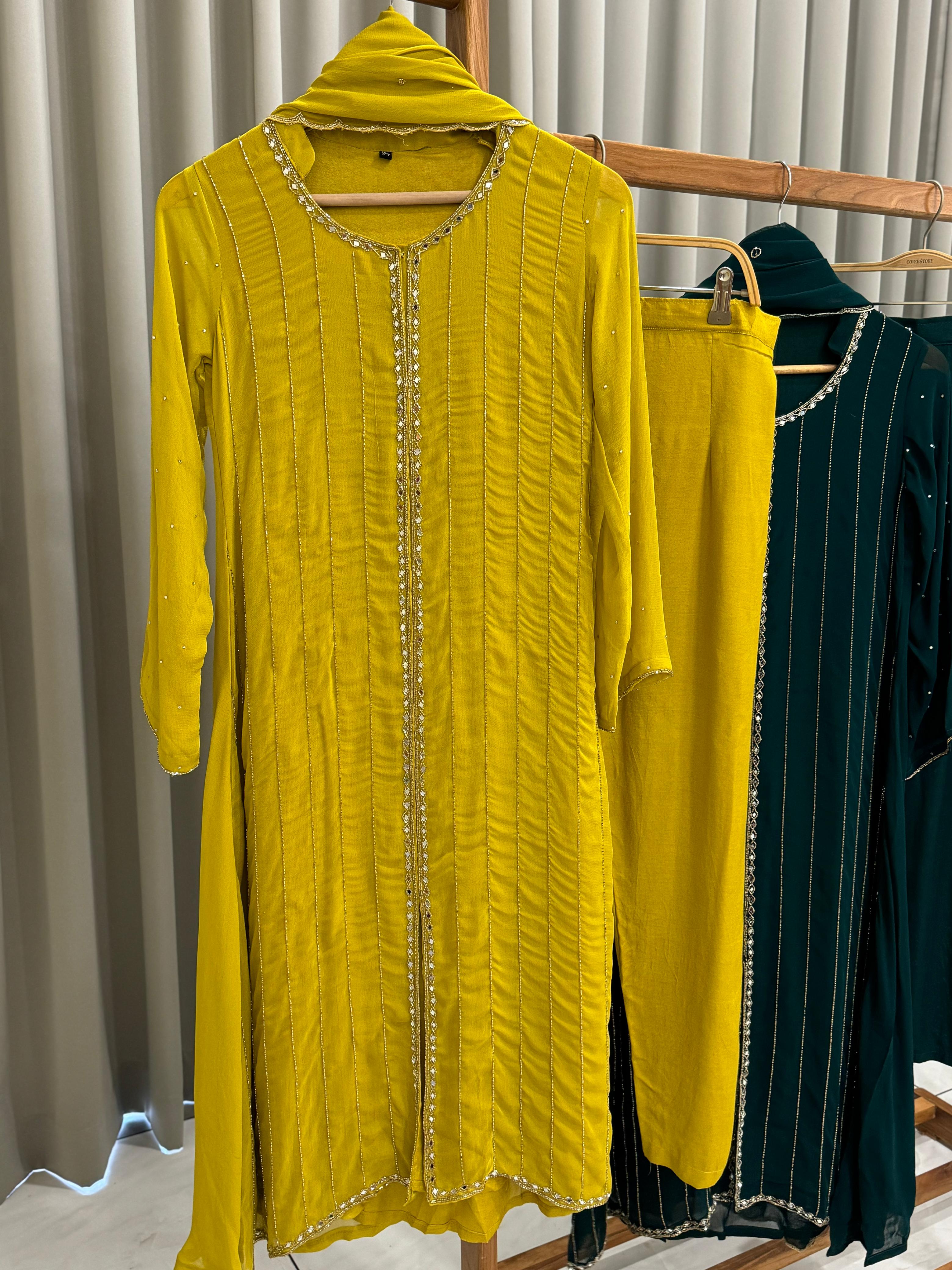 Front-Slitted Handworked Georgette Suit-4959