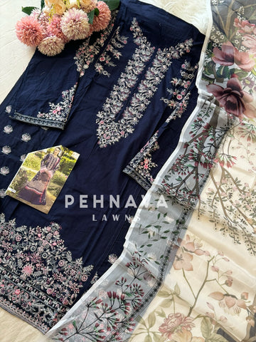 Cotton Embroidered Suit with dupatta option-3894