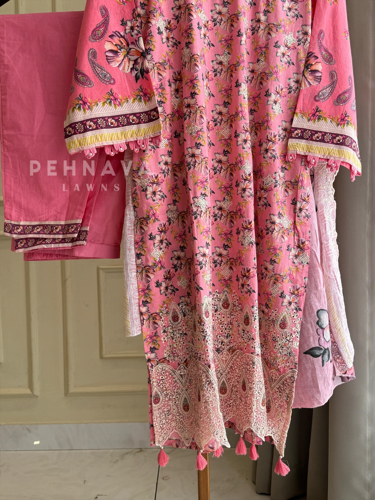 Printed Suit ft Embroidered  and Lace Detailing