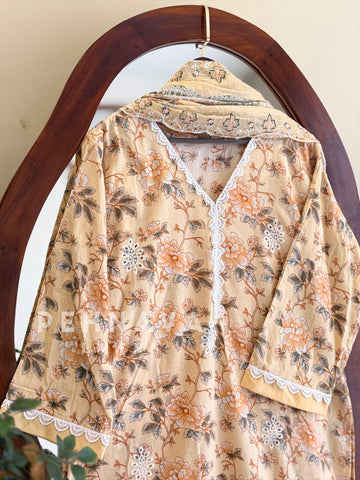 Lace Detailed Printed Suit