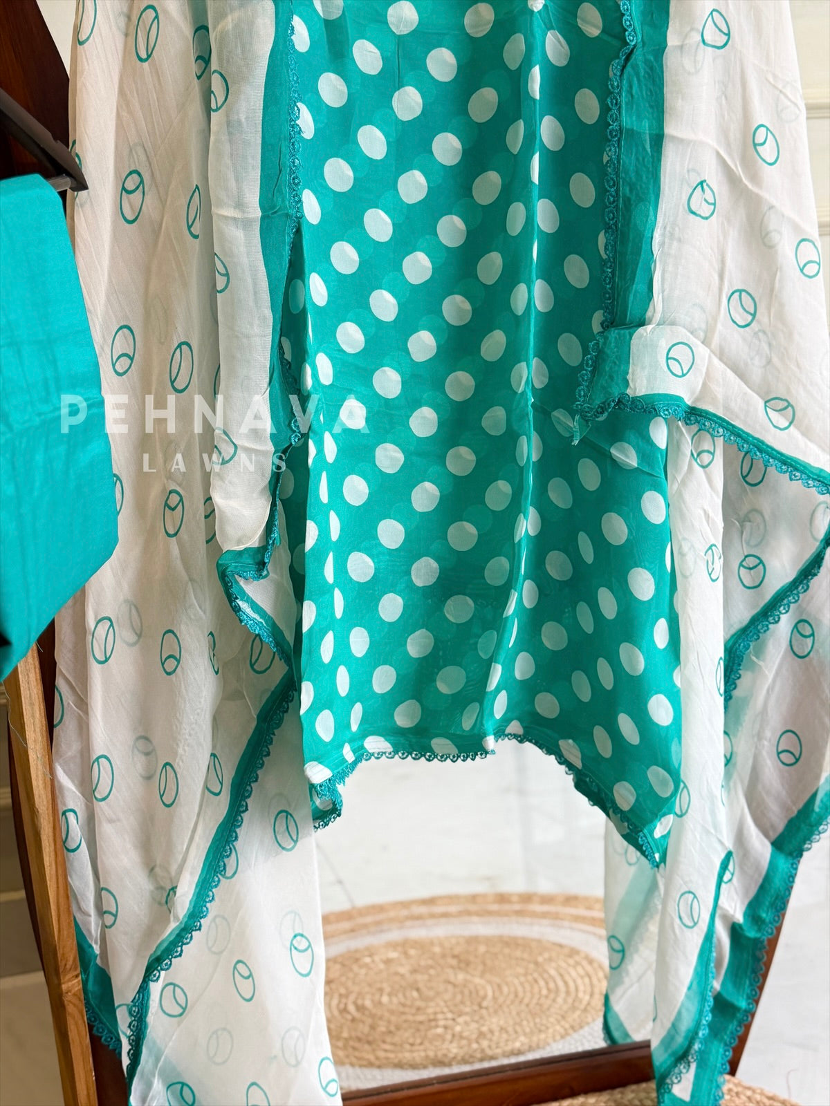 Polka Dot Unstitched Suit-3584